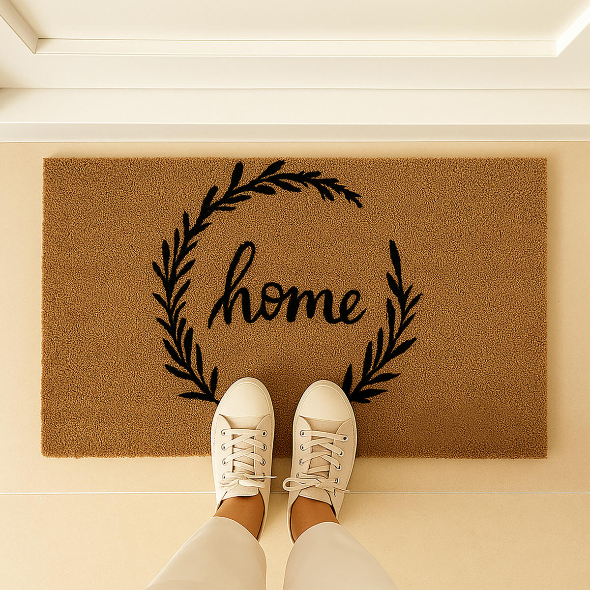 FUSSMATTE - Hellbraun, Kunststoff/Textil (60/40cm) - Relaxdays