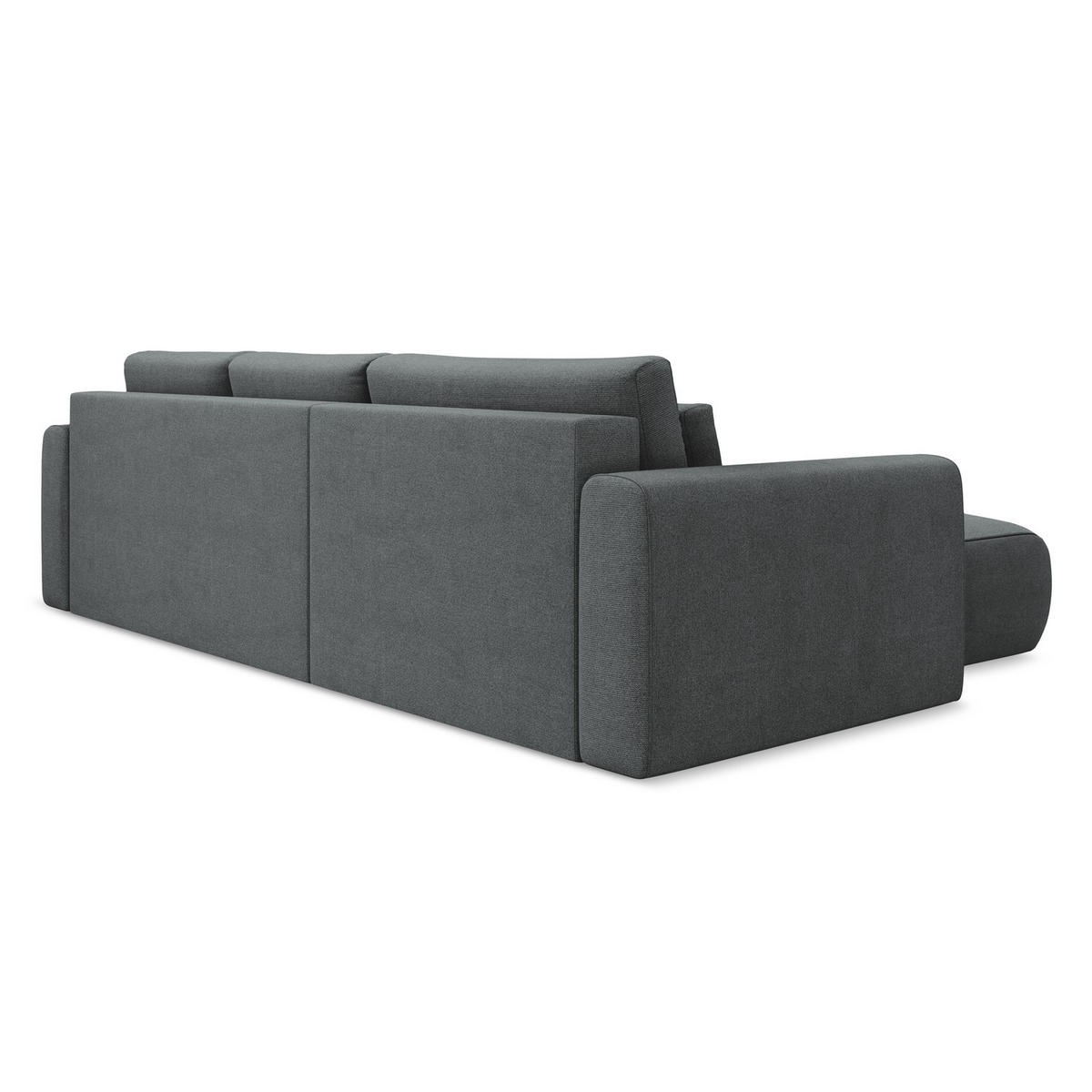 ECKSOFA mit Schlaffunktion Strukturstoff Stoff Grau - Schwarz/Grau, Kunststoff/Textil (149/278cm) - LaMiaSofa