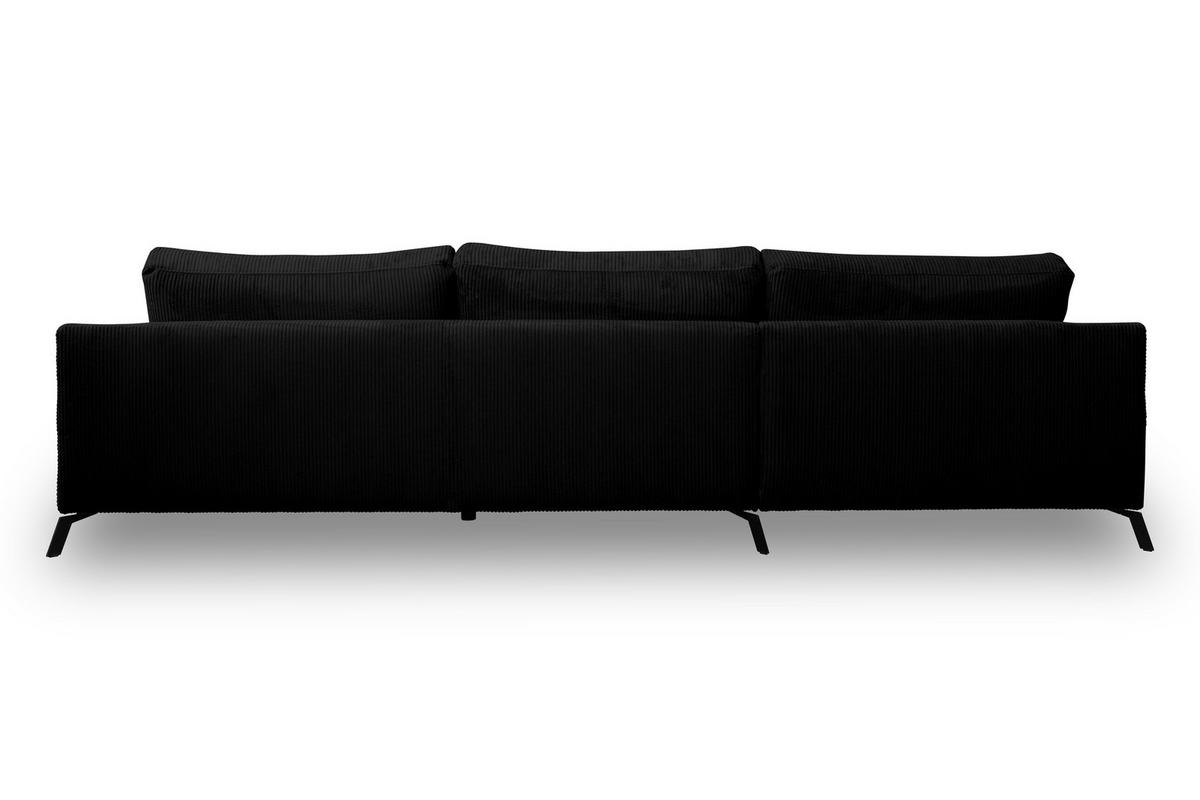 ECKSOFA Aspen in L-Form, Coach Farbe: Schwarz, Cordstoff, Ottomane Links - Schwarz, Textil (187/312cm) - VENASI MÖBEL