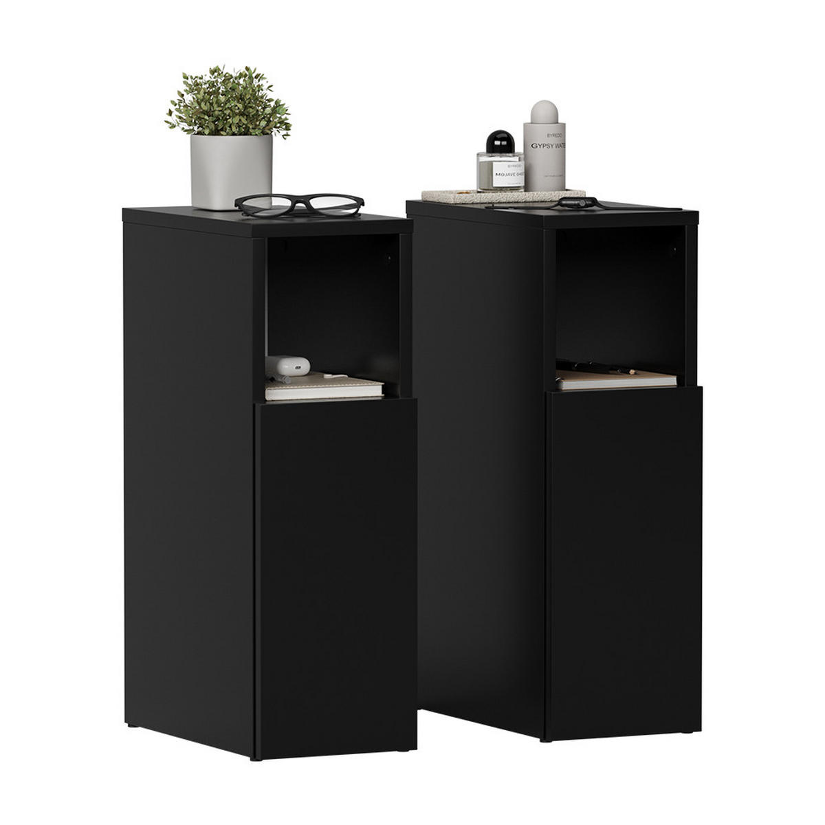 NACHTTISCH Enton Schwarz 2er set - Schwarz, Holzwerkstoff (20/59.5/35cm) - Vicco