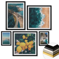 WANDBILDER 5er-Set - 50x50 cm & 20x30 cm & 40x60 cm Schwarzer Rahmen - Straßen am Meer, ein Meer aus Zitronen - Schwarz, Kunststoff (40/60cm) - ArtPrintCave