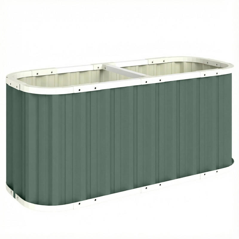 HOCHBEET Metall 136x53x61 cm Gartenbeet offen - Grün, Metall (136/61/53cm) - LEBENLANG
