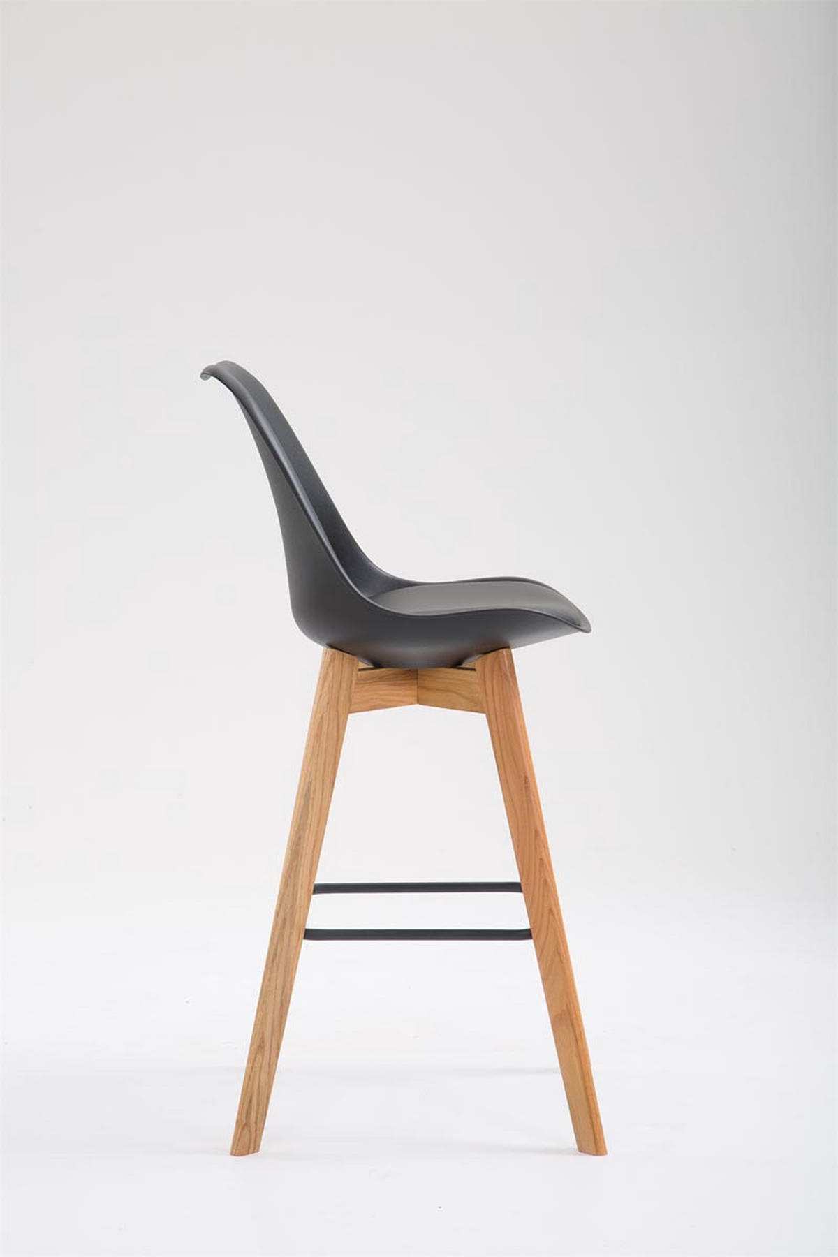 BARHOCKER Kunststoff schwarz - Eukalyptusholzfarben/Schwarz, Holz/Kunststoff (48/112/56cm) - CLP