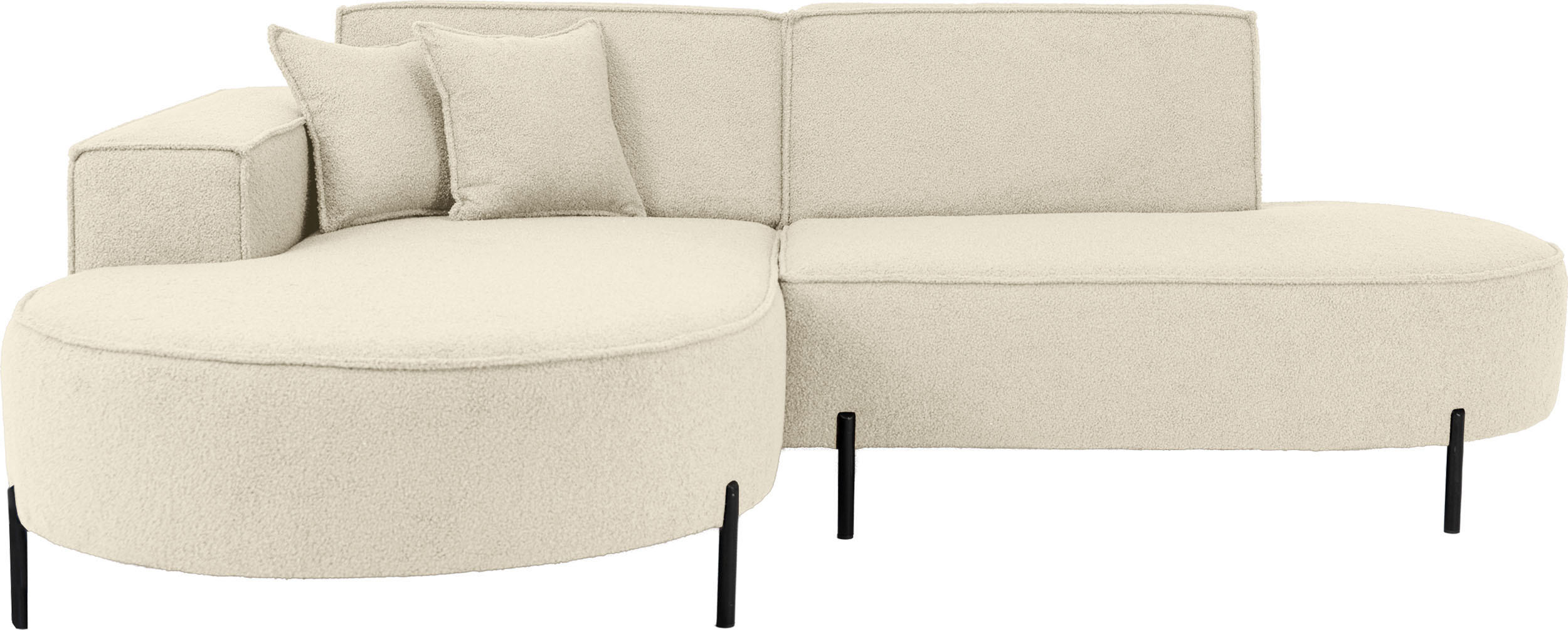 ECKSOFA Hana Loft 3-Sitzer Ecke Links, Boucle, Beige 241/80/168 cm - Beige/Schwarz, Textil/Metall (241/168cm) - WFL GROUP