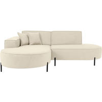 ECKSOFA Hana Loft 3-Sitzer Ecke Links, Boucle, Beige 241/80/168 cm - Beige/Schwarz, Textil/Metall (241/168cm) - WFL GROUP