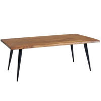 COUCHTISCH Sheesham Massivholz in Natur mit Baumkante und Metallgestell, 110x60x40 cm, Handgefertigt, Schutzlack-beschichtet - Schwarz/Braun, Holz/Metall (60/110/40cm) - KADIMA DESIGN