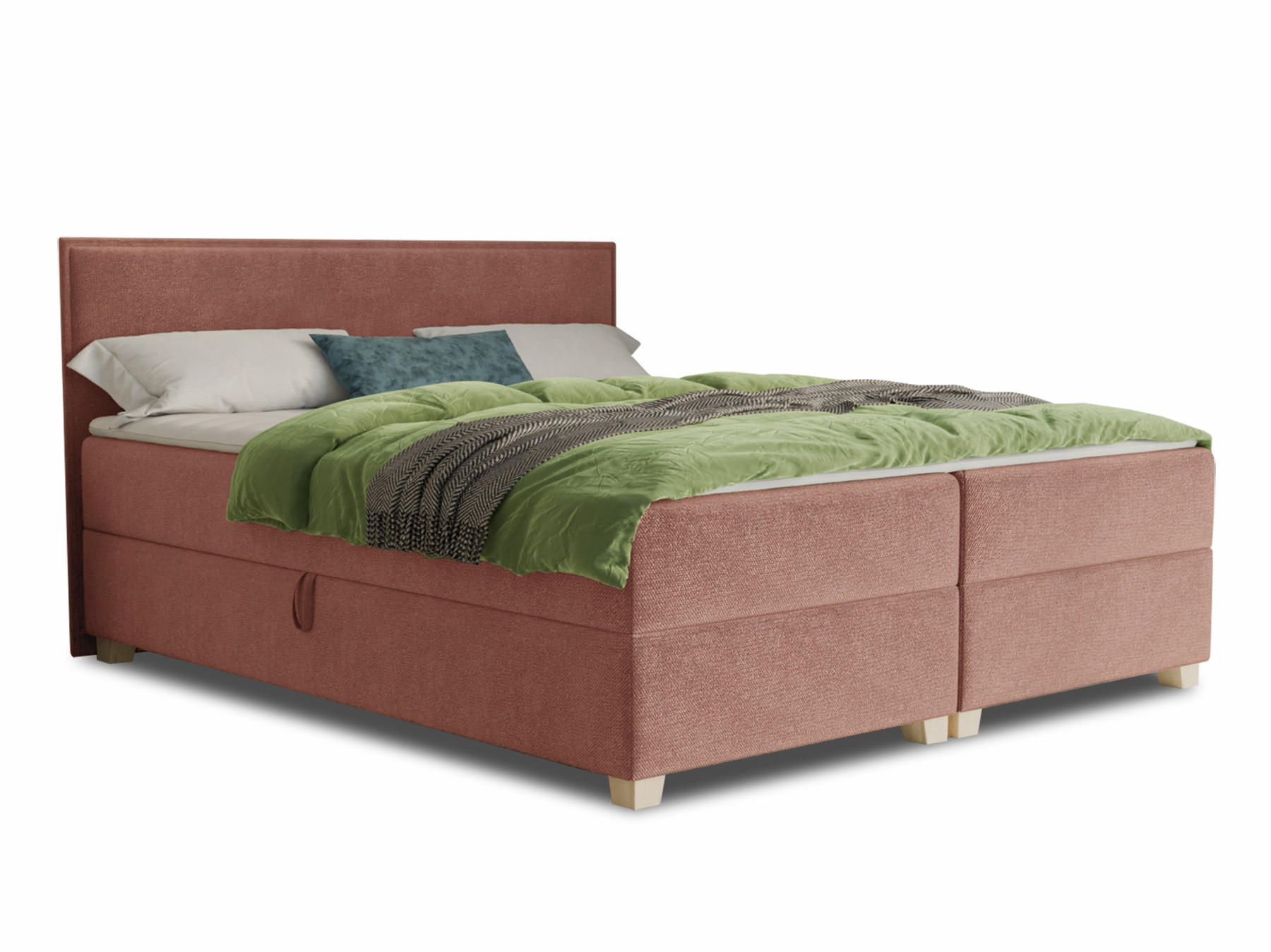 BOXBETT Fren - 180x200 - pink (Kronos 29, Velvet) - Pink/Beige, Holz/Holzwerkstoff (180/200cm) - Sofnet