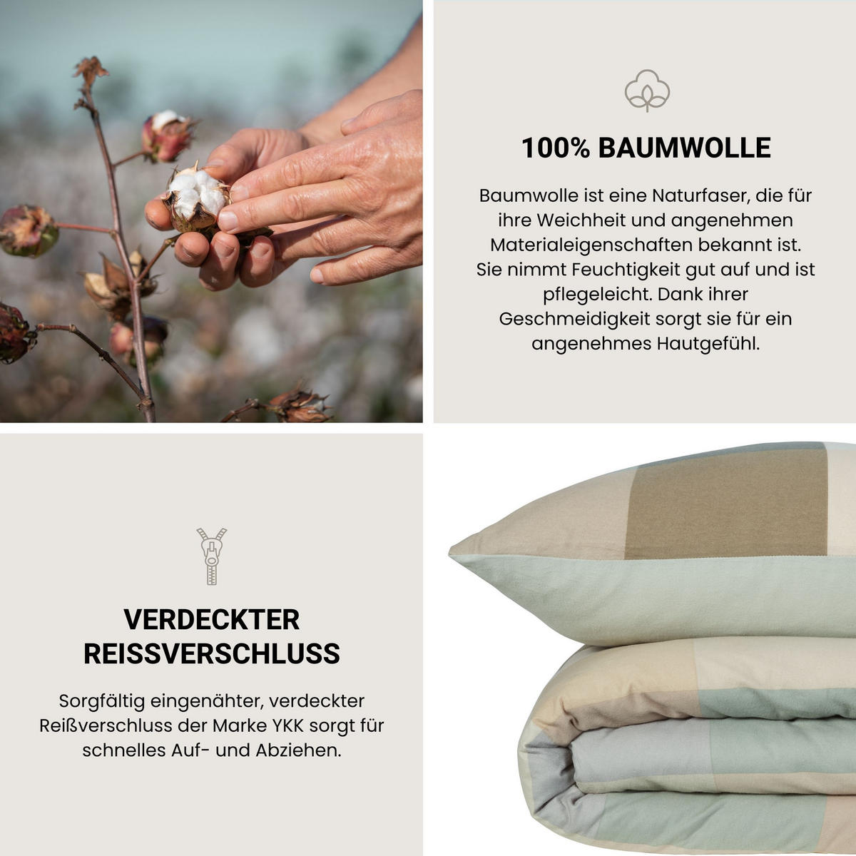 BETTWÄSCHESET Travis - Feinbiber - 2-teilig - 135x200 cm - Grün - Grün, Textil (135/200cm) - SCHIESSER