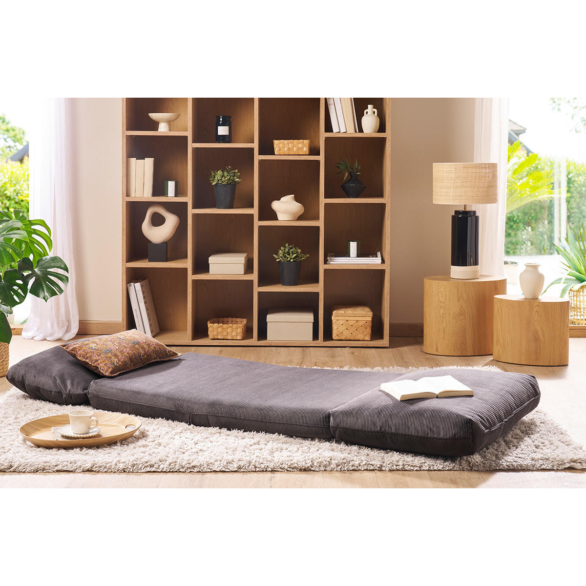 KUSCHELSESSEL 1-Sitzer Cord Dunkelblau Wandelbar SPENCER - Dunkelblau, Textil (82/62/82cm) - Miliboo