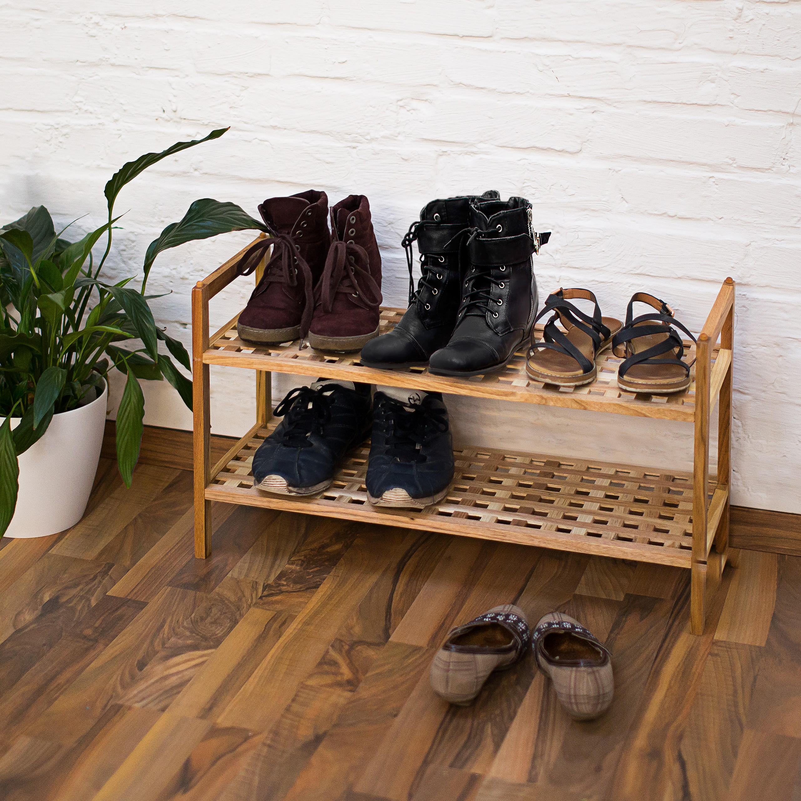 SCHUHREGAL - Hellbraun, Holz (69/40.5/26cm) - Relaxdays