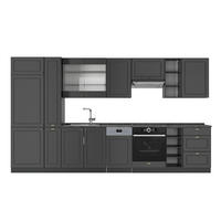 KÜCHENZEILE Fame-Line Anthrazit-Gold Landhaus 355 cm ohne Arbeitsplatte - Anthrazit, Holzwerkstoff (355/206.8/51.6cm) - Vicco