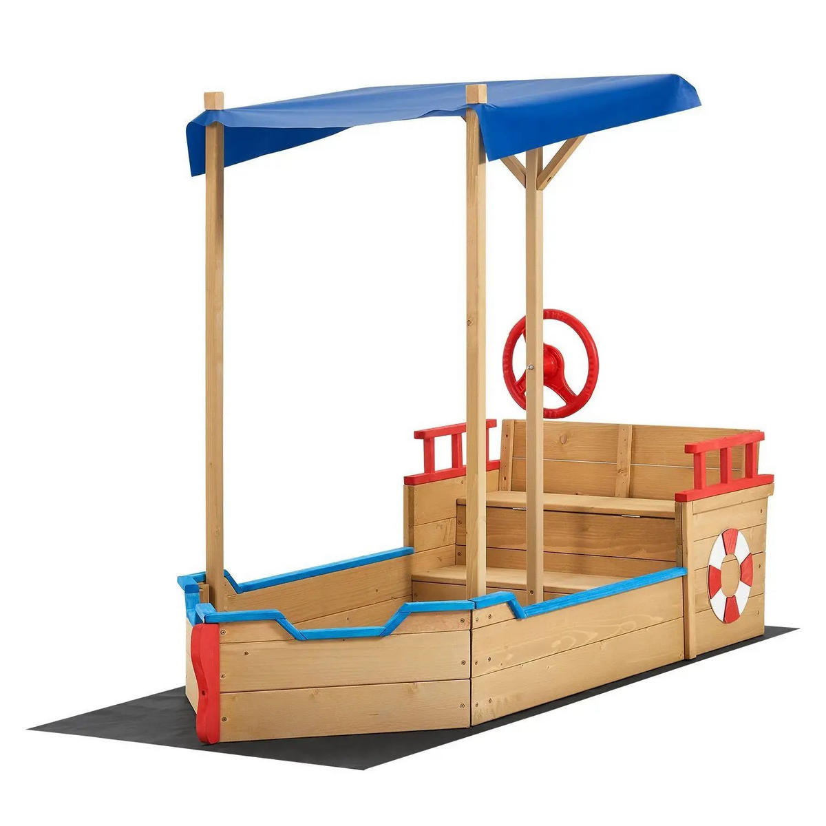 SANDKASTEN Käptn Pit Holz - Braun, Holz (160/70/120cm) - Juskys