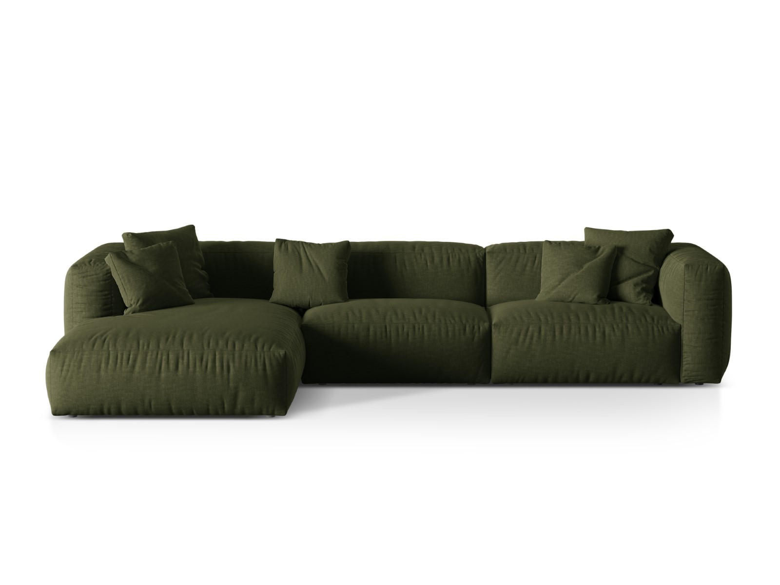 ECKSOFA modular links Martina aus strukturiertem Stoff grün 3 Sitzplätze - Grün, Textil (176/332cm) - Micadoni