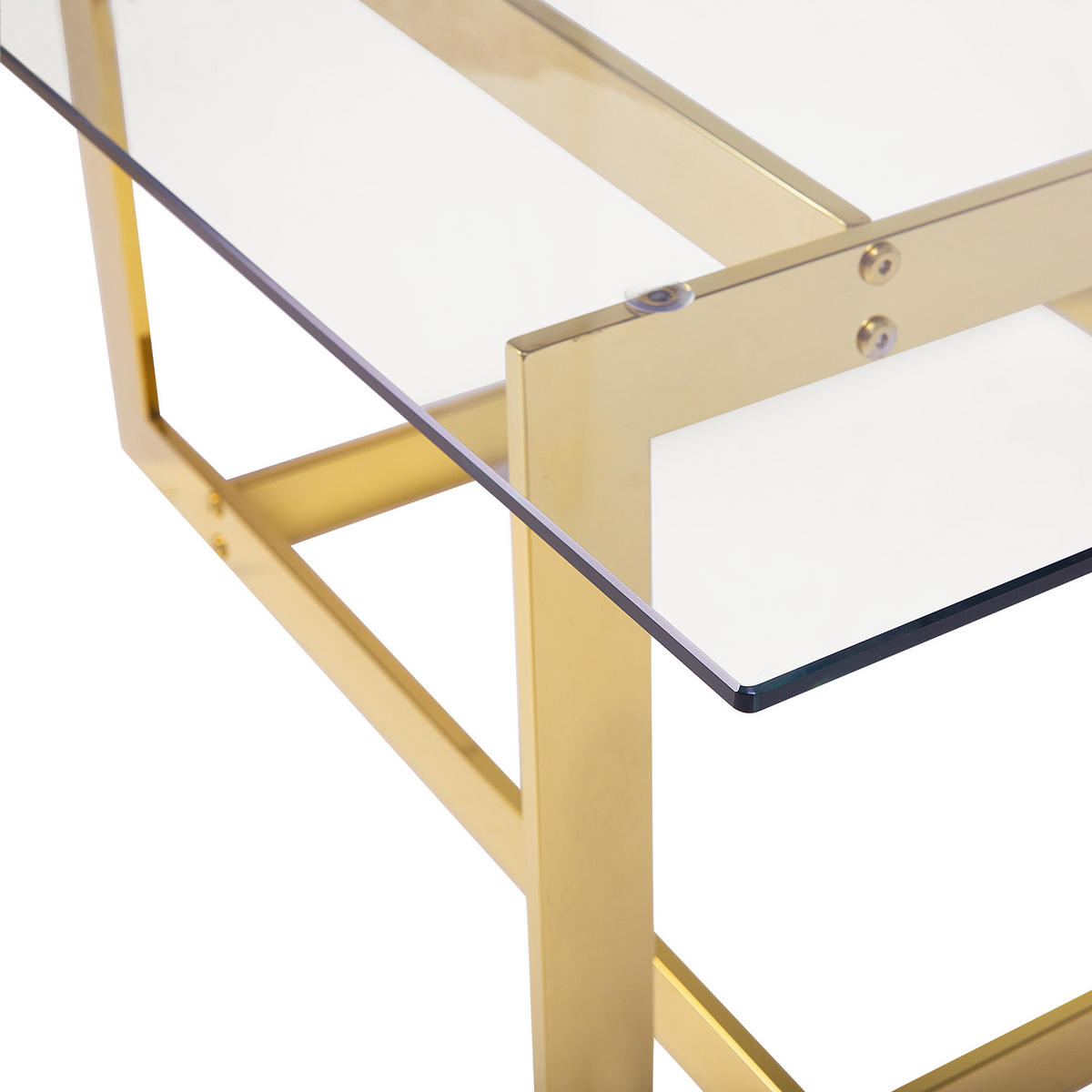COUCHTISCH Glas gold quadratisch 80/80 cm Crystal - Transparent/Goldfarben, Glas (80/80/40cm) - Beliani