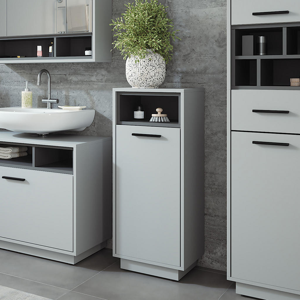 Thumbnail - Vicco Wäscheschrank, Grau, Anthrazit, Holzwerkstoff, Rechteckig, 38x93x30 cm, Badezimmer, Badezimmerschränke, Midischrän...