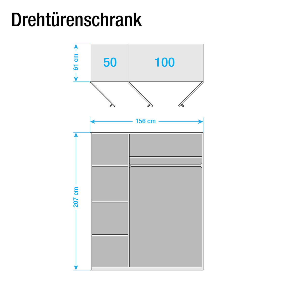 DREHTÜRENSCHRANK - Kernbuche massiv - geölt - Braun, Holz (156/207/61cm) - home24