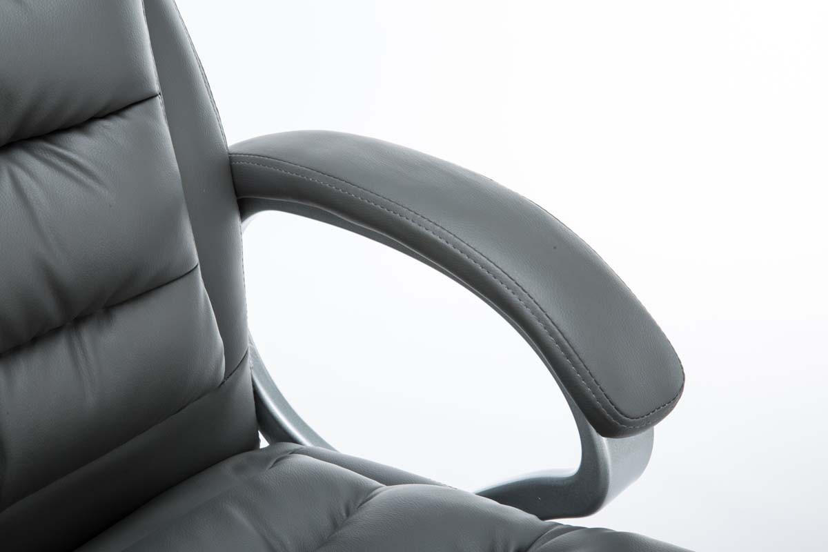 BÜROSTUHL SOUK - 116x68x77, Grau | Kunstleder - Grau, Leder/Metall (68/116/77cm) - DELUKE