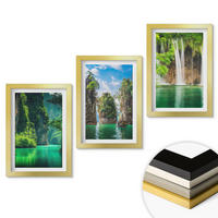 WANDBILDER 3er Set - 20x30 cm Goldrahmen - Grüne Landschaften, Wasserfälle - Goldfarben, Kunststoff (20/30cm) - ArtPrintCave