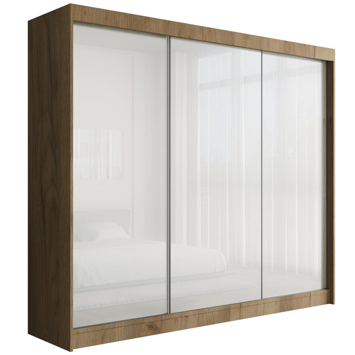 KLEIDERSCHRANK PEKA - 250 cm - Eichefarben|Weiß - Eichefarben/Weiß, Holzwerkstoff (250/215/61cm) - ALTDECOR