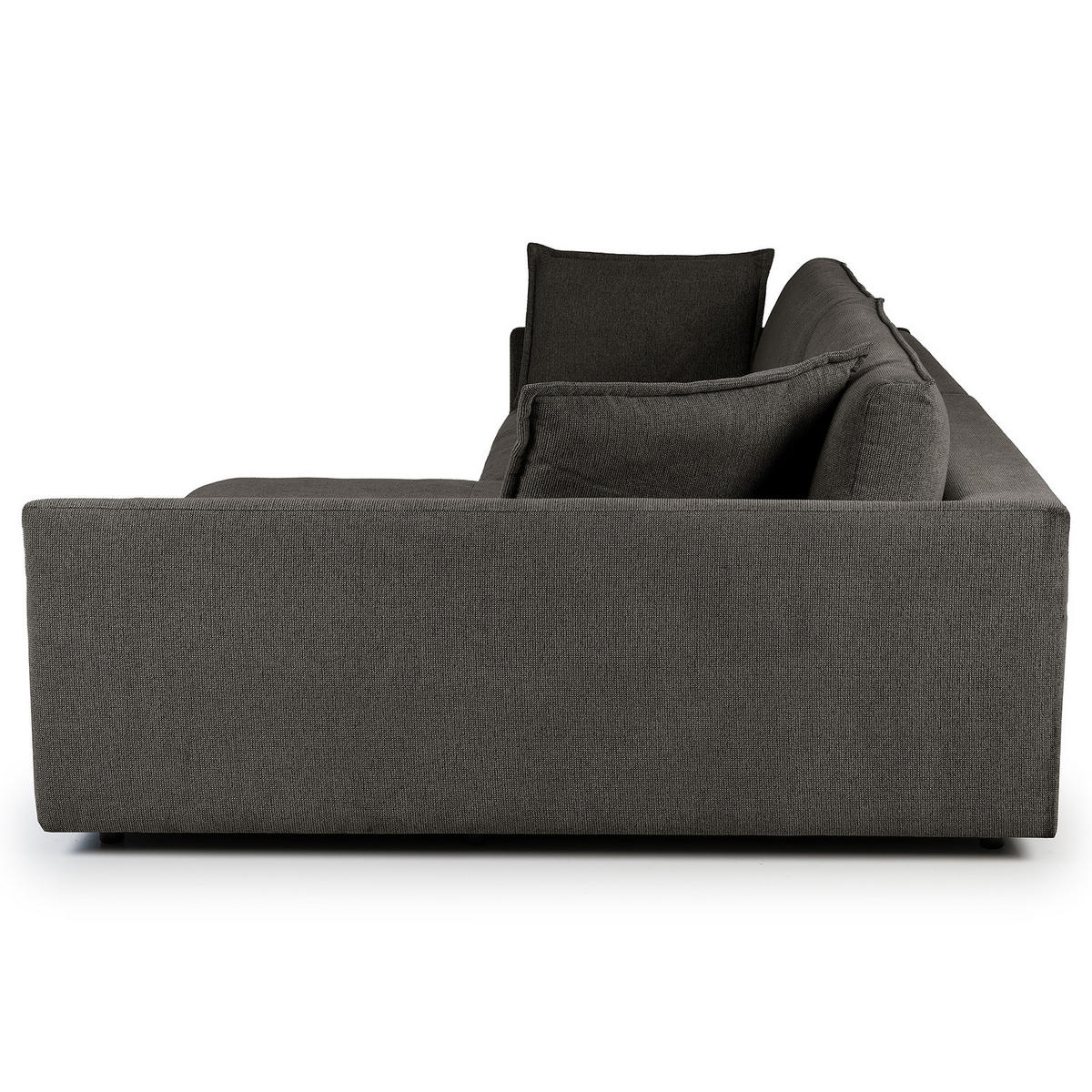 ECKSOFA mit Longchair - Anthrazit/Schwarz, Kunststoff/Textil (290/183cm) - home24