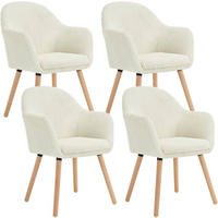 ESSZIMMERSTUHL 4er Set Cord, Holzbeine, Creme - Eichefarben/Creme, Holz/Kunststoff (55.5/83.5/56.5cm) - Woltu