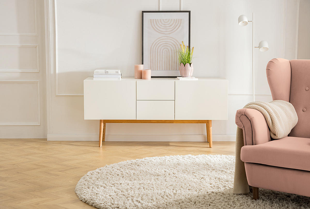 SIDEBOARD - Breite 150 cm - Eichefarben/Weiß, Holzwerkstoff (150/72/40cm) - home24