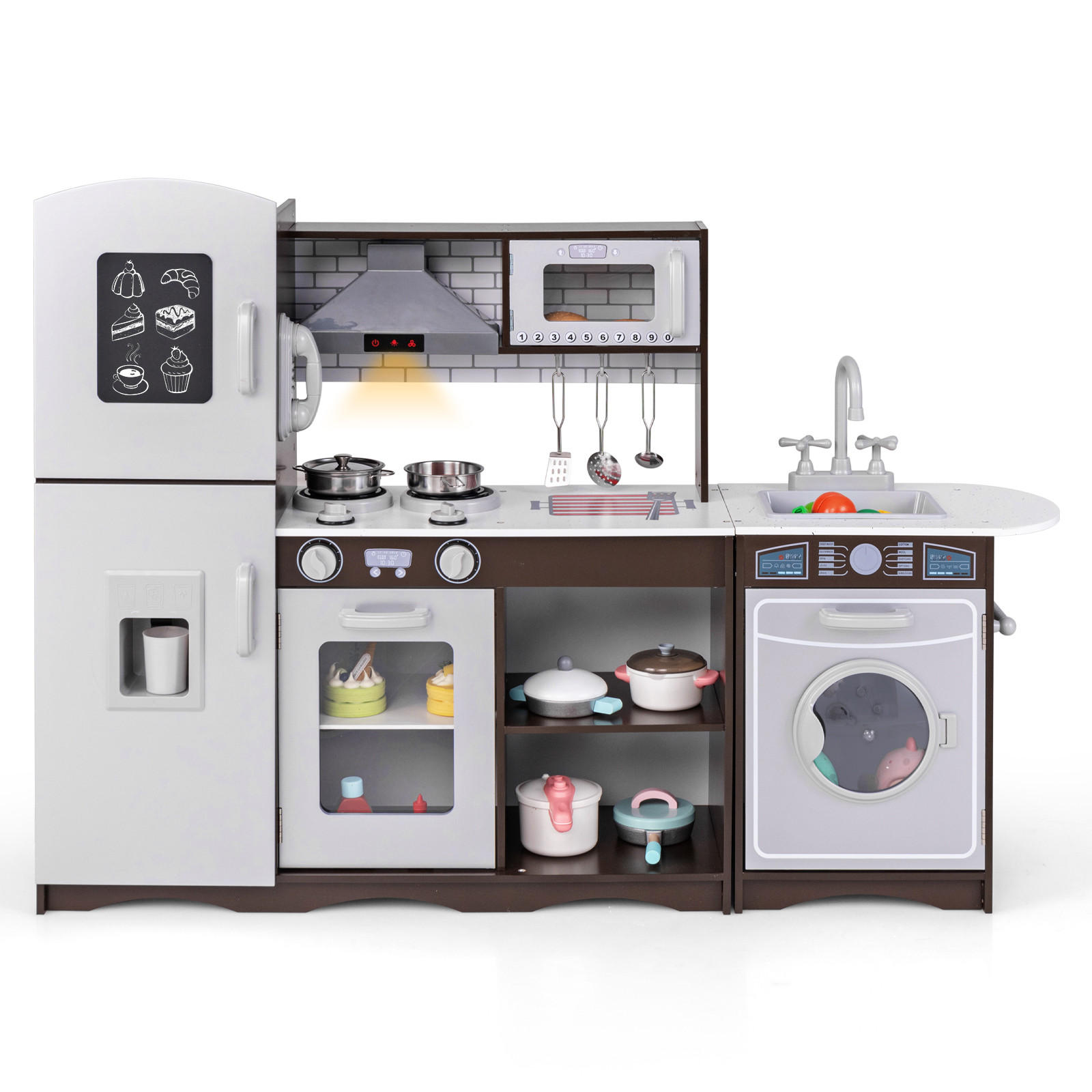 KINDERKÜCHE Kaffee - Braun, Holzwerkstoff (121/83/29cm) - COSTWAY