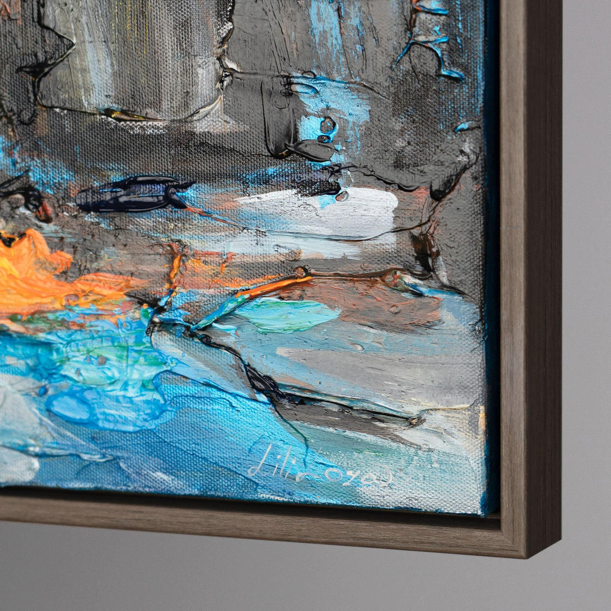 GEMÄLDE Warme Brise Schattenfugenrahmen Grau 60x40 cm - Grau, Holz (60/40cm) - YS-art gallery