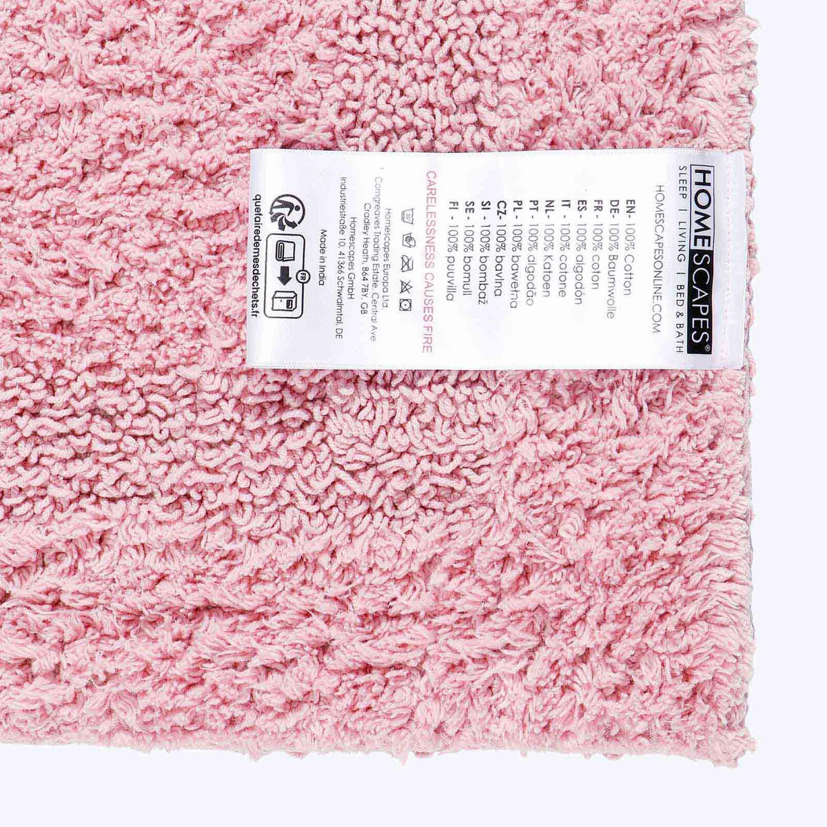 BADEMATTE 70/120 cm, 100% Baumwolle, wendbar - Rosa, Textil (70/120cm) - Homescapes