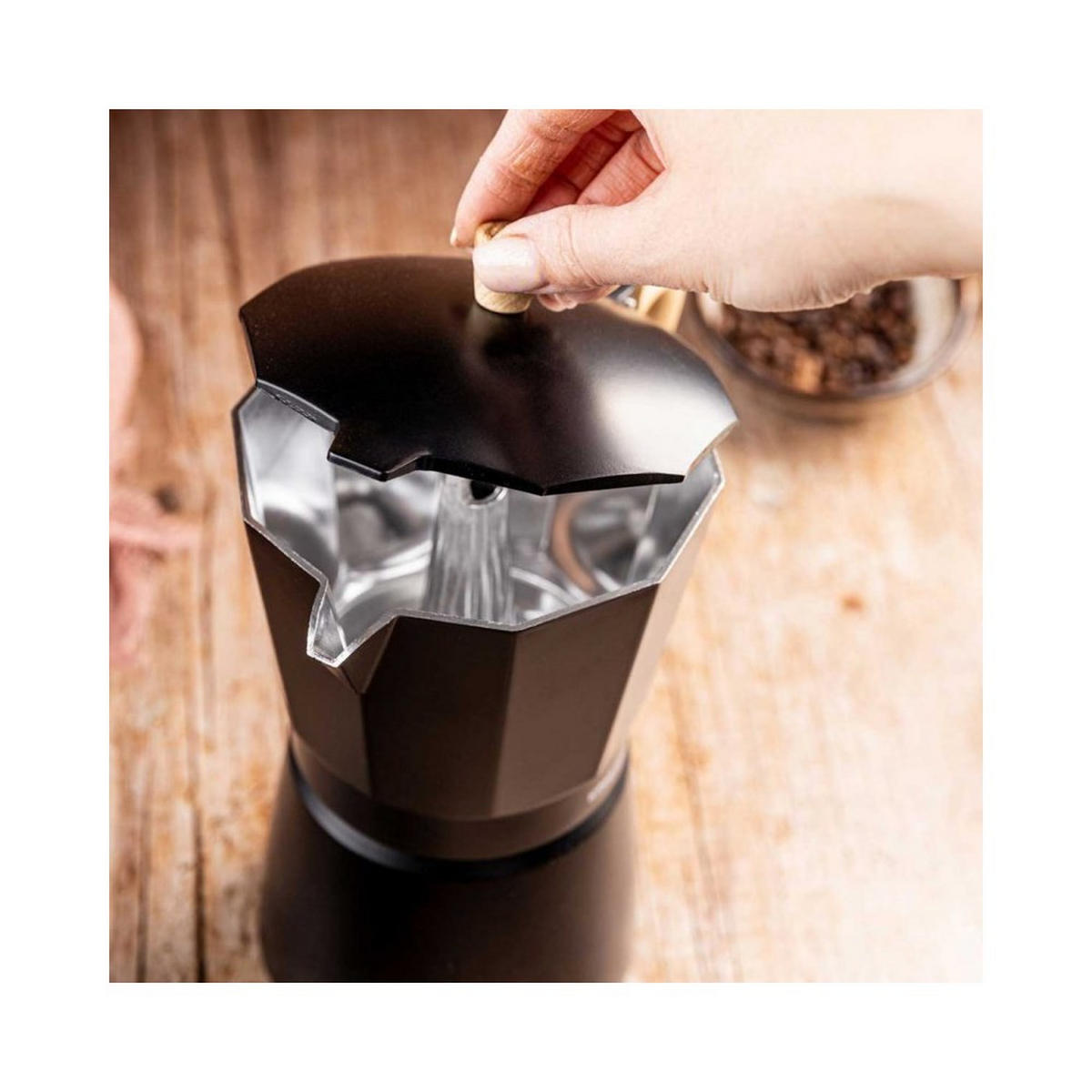 ESPRESSOKOCHER Schwarz 10/17.5/17.5 cm KH1886 - Schwarz, Metall (17.5/17.5/10cm) - Kinghoff 