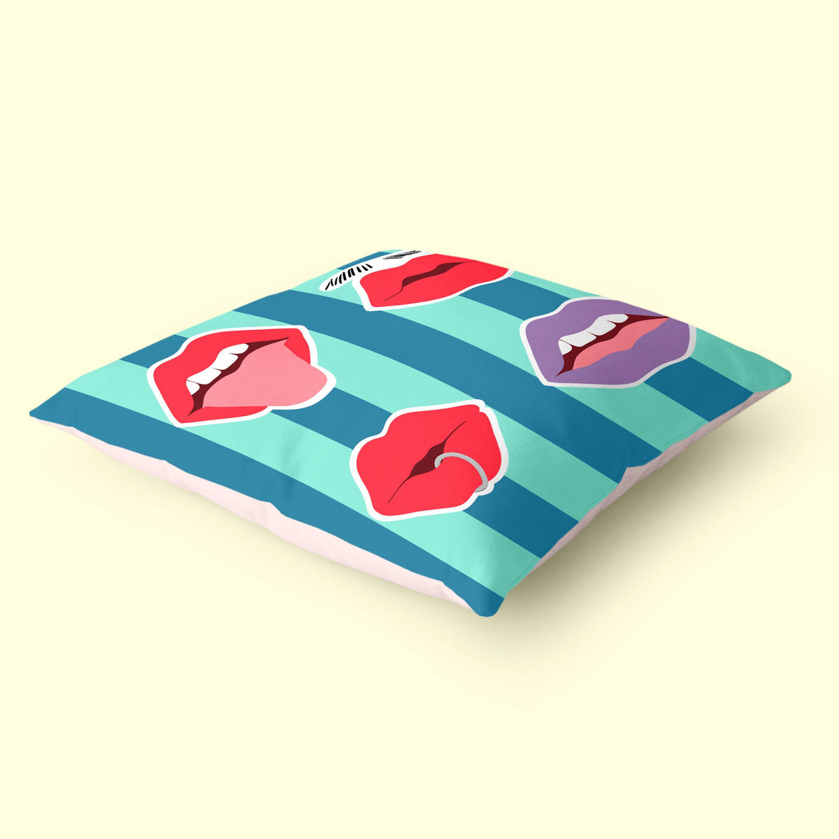 KISSENBEZUG dekorativ lips 50x50 cm (2er pack) mehrfarbig - Multicolor, Textil (50/50cm) - Happy Friday