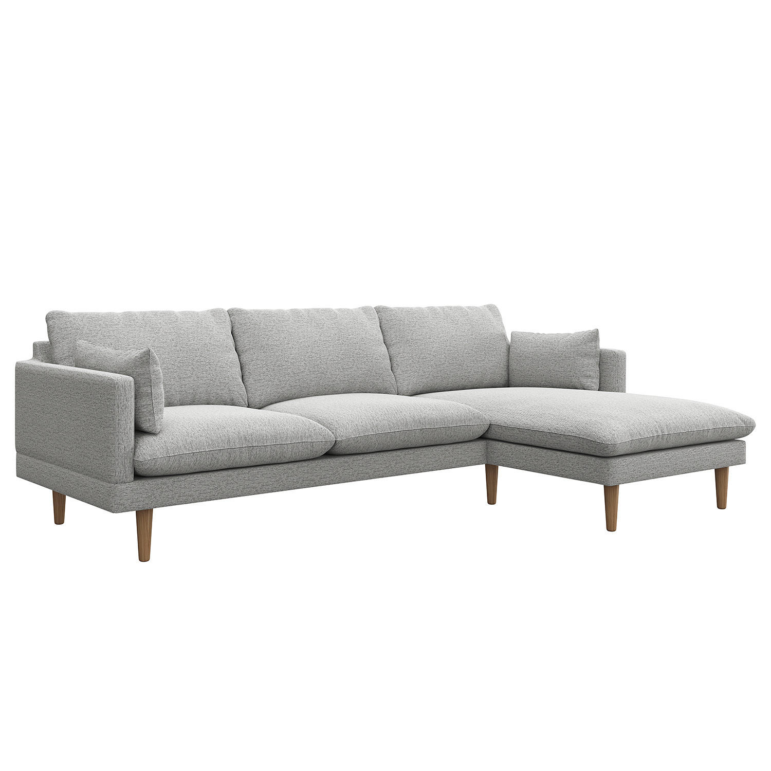 ECKSOFA - Buchefarben/Hellgrau, Holz/Buchenholz (242/150cm) - home24