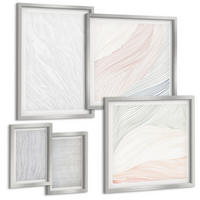 BILDER SET 5er Set - 50x50 cm & 20x30 cm & 40x60 cm Silberner Rahmen - Leuchtende Strukturen, Sandmuster - Silberfarben, Kunststoff (40/60cm) - TULUP
