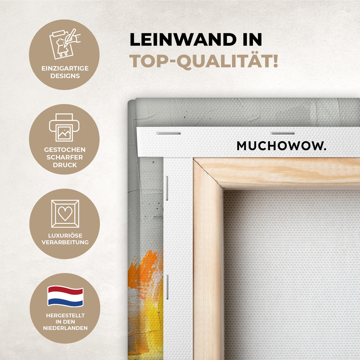 LEINWANDBILD Moderne Kunst - Orange - Grau - Abstrakt 30x40 cm - Hellgrau, Textil (30/40cm) - MuchoWow