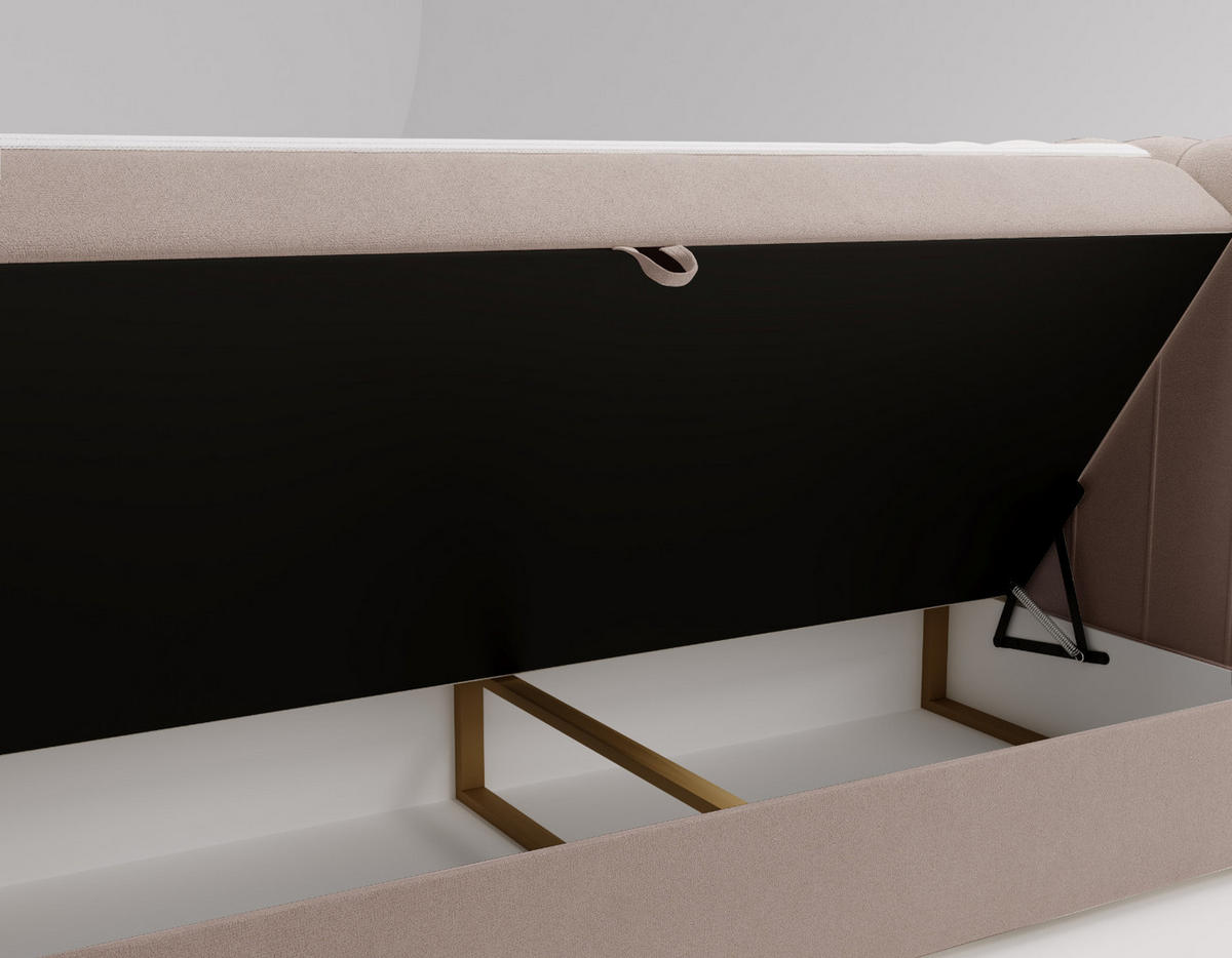 BOXBETT OSLO mit Bettkasten Stoff Komodo Dunkelbeige 120x200 cm - Cappuccino, Holz (120/200cm) - Kaiser Möbel