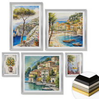 WANDBILDER 5er Set - 50x50 cm & 20x30 cm & 40x60 cm Silberner Rahmen - Monochromatische Brückentürme - Silberfarben, Kunststoff (40/60cm) - ArtPrintCave