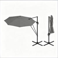 SONNENSCHIRM Rund Metall 306x167x207cm Dunkelgrau Mit Kreuzfuß - Dunkelgrau, Textil (167/306cm) - Raelunyi