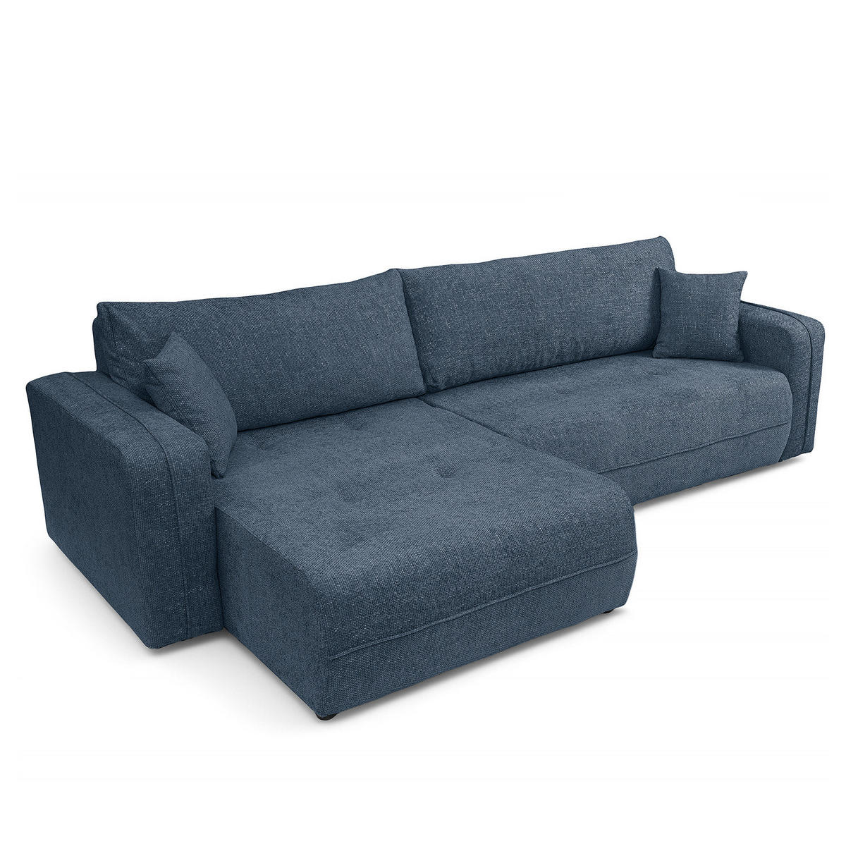 ECKSOFA mit Schlaffunktion - 272 cm - Blaugrau/Schwarz, Kunststoff/Textil (272/145cm) - home24