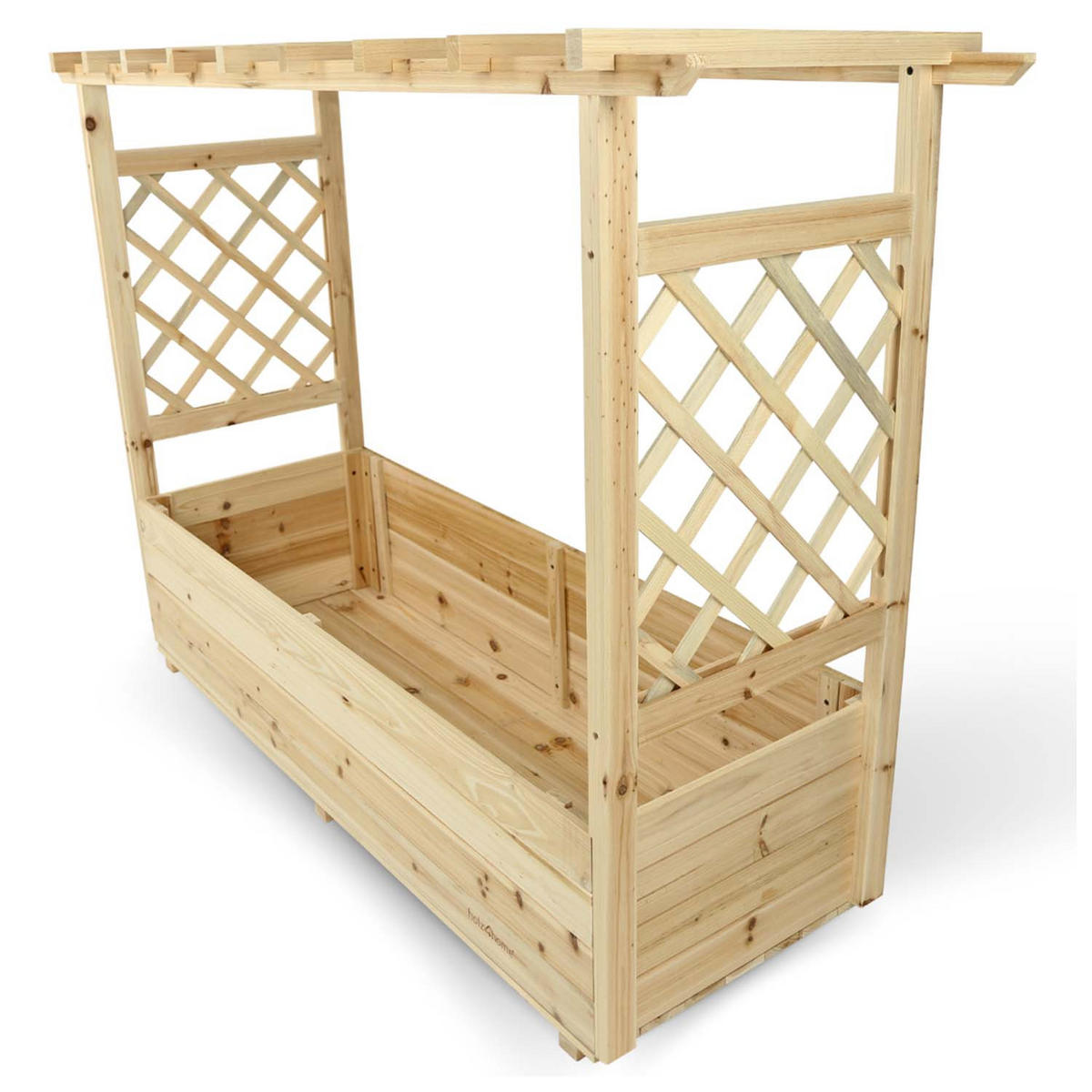 PFLANZKASTEN mit Rankgittern & Dach - Tannenholz - 128 x 44 x 103cm - Naturfarben, Holz (128/103/44cm) - holz4home