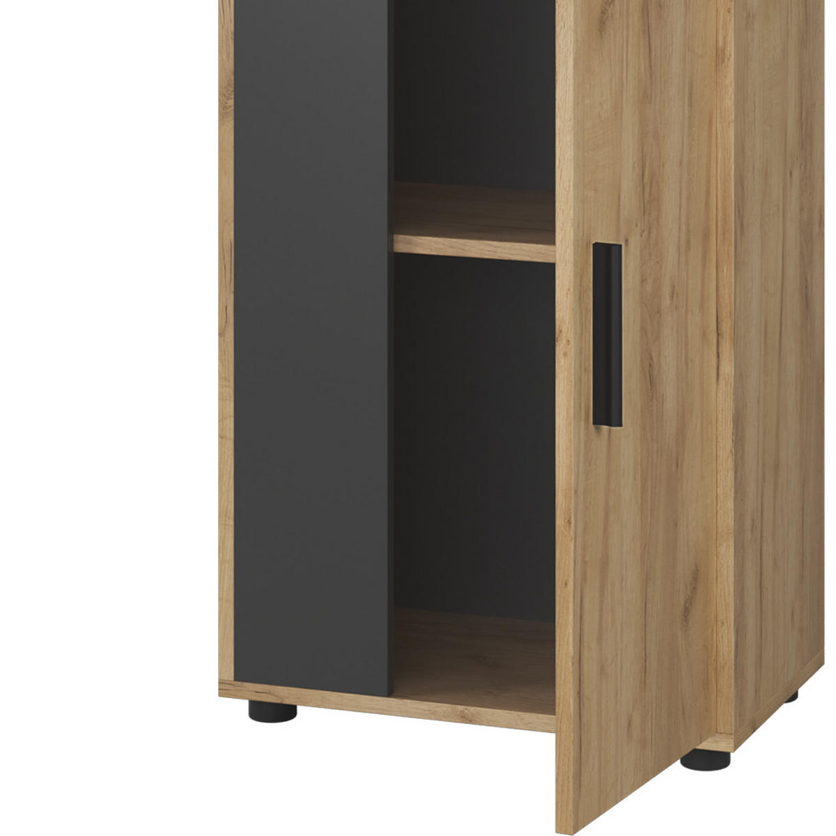 KOMMODE Berno Goldkraft Eiche/Anthrazit 50.1 x 87.3 cm mit 2 Fächern - Honigeiche/Anthrazit, Holzwerkstoff (50.1/87.3/28.3cm) - Vicco