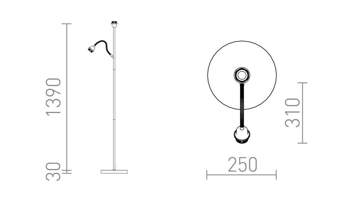 LEUCHTE PAMPA Schwarz 7 W - Schwarz, Metall (25/25/142cm) - Rendl