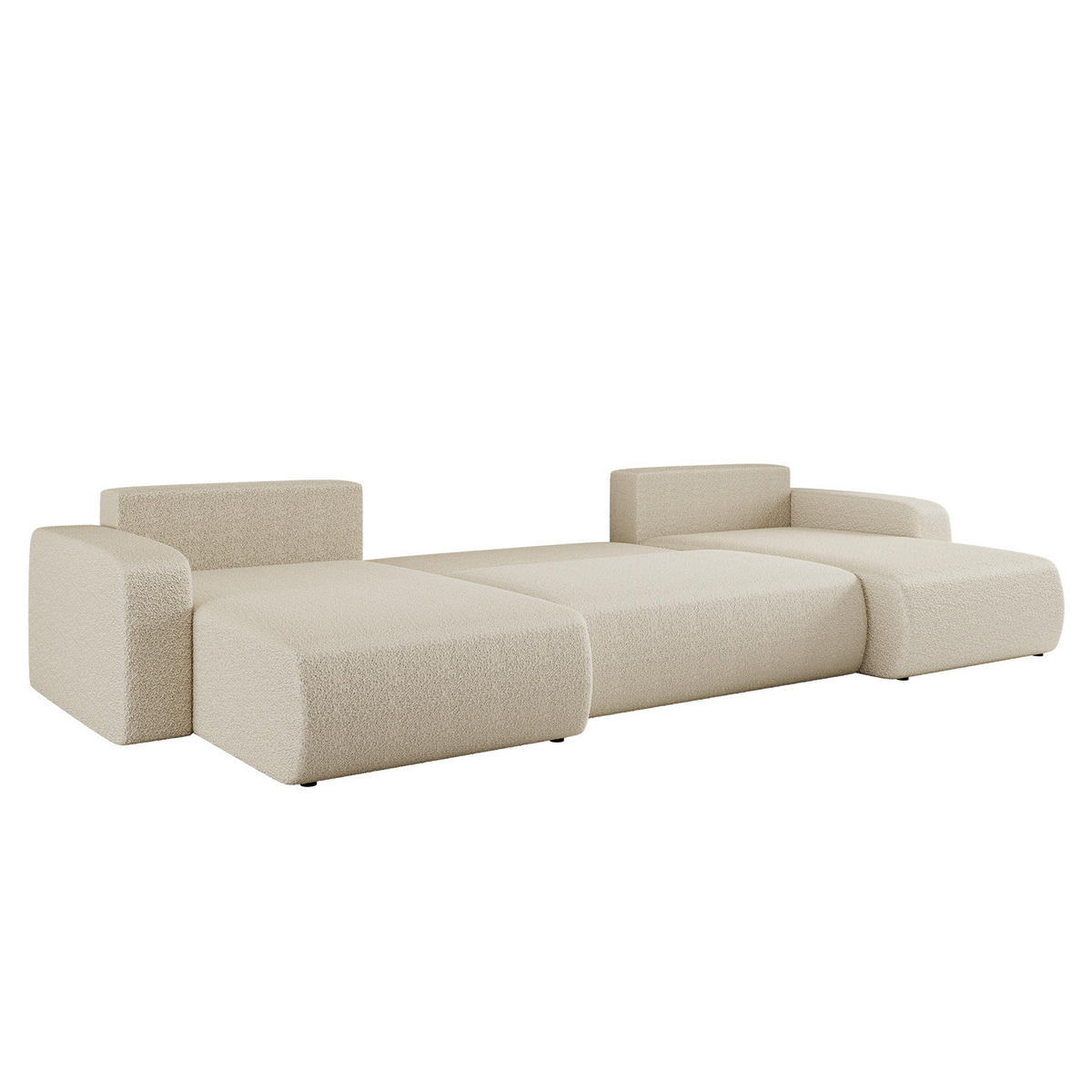 ECKSOFA U-Form Mit Schlaffunktion Und Bettkasten MILANO Stoff Ecru - Ecru, Holz (312/145cm) - Kaiser Möbel