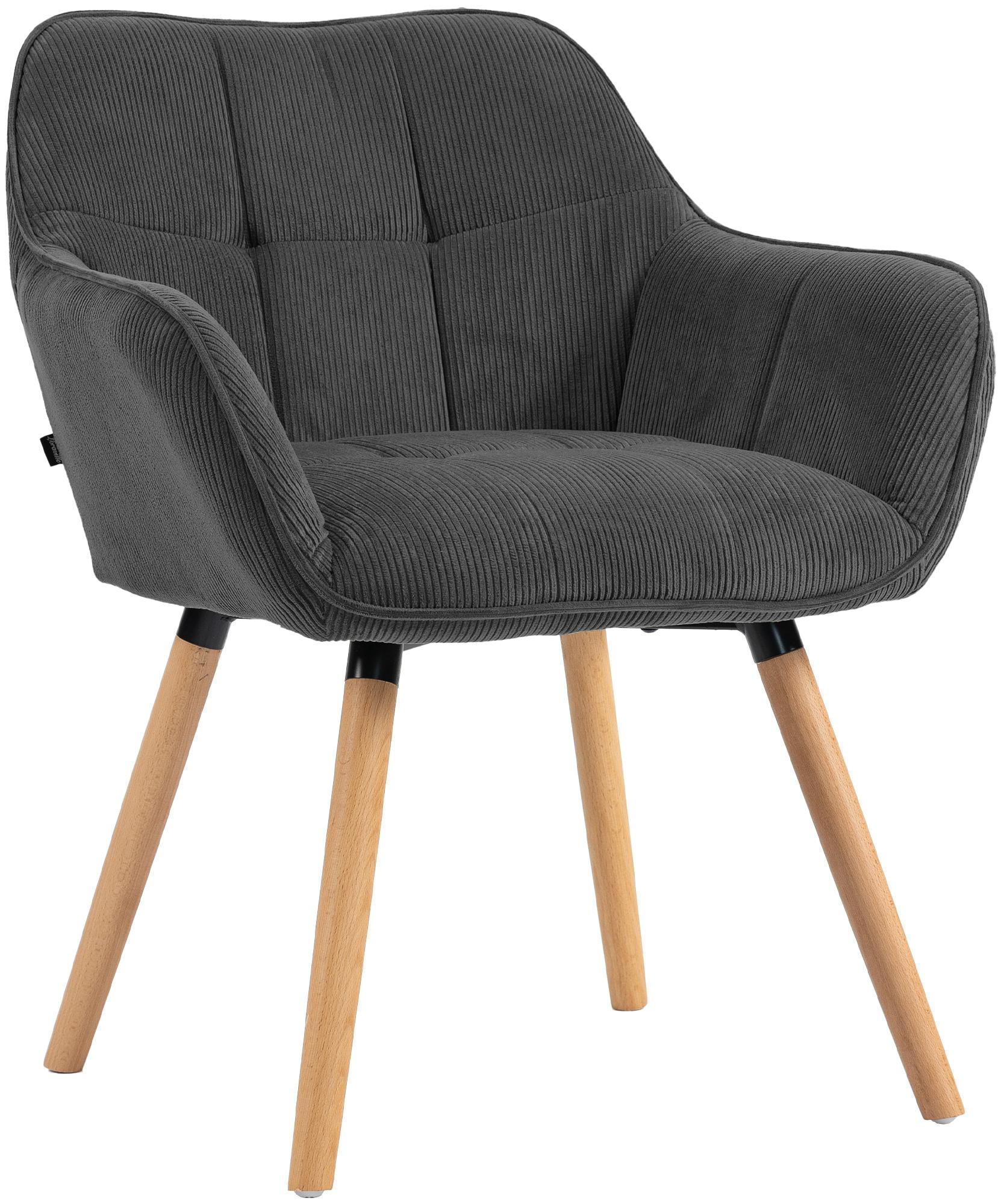 ESSZIMMERSTUHL Cord Dunkelgrau - Eukalyptusholzfarben/Dunkelgrau, Holz/Textil (65/82/64cm) - CLP