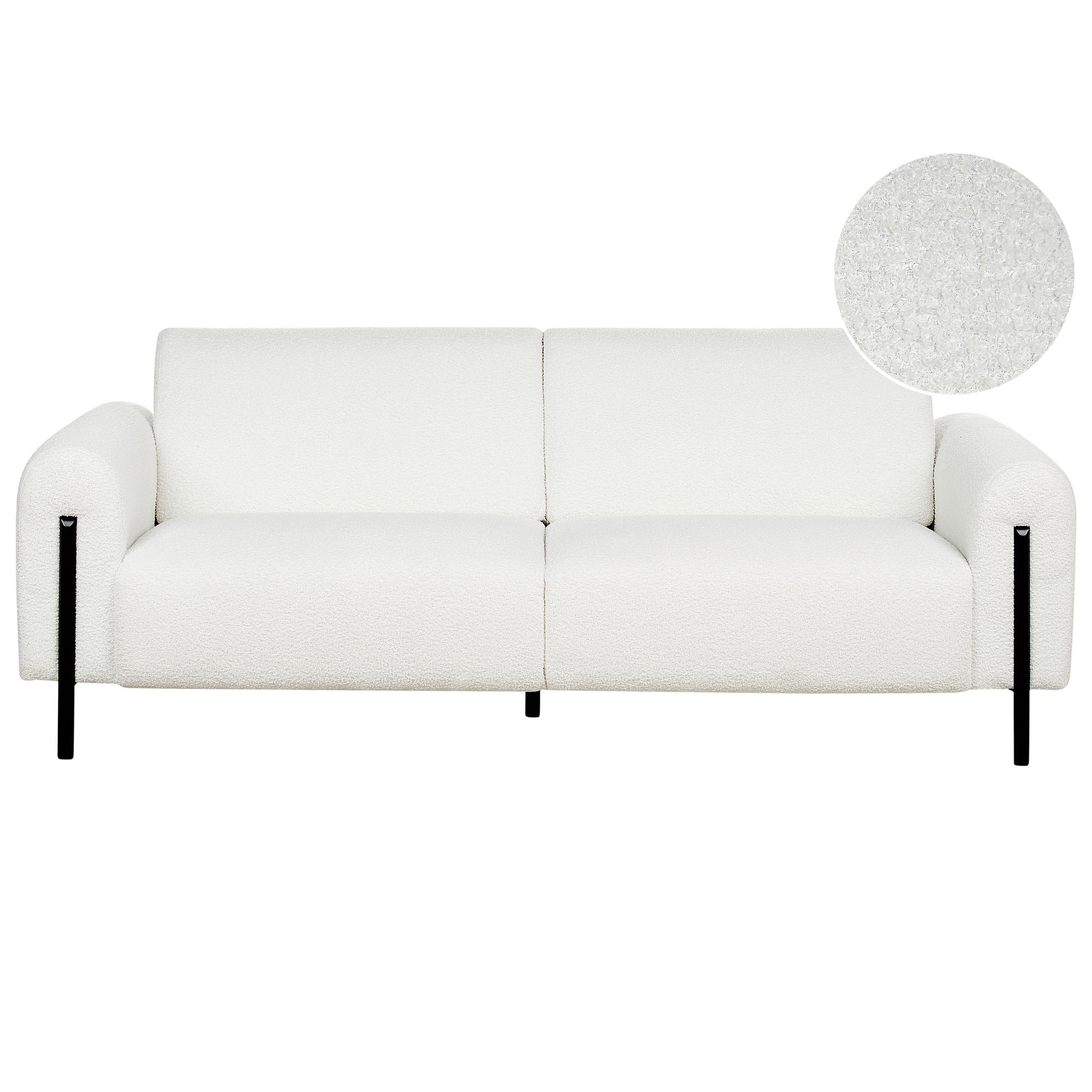 3-SITZER-SOFA Bouclé weiß Askim - Schwarz/Weiß, Textil (207/87/89cm) - Beliani