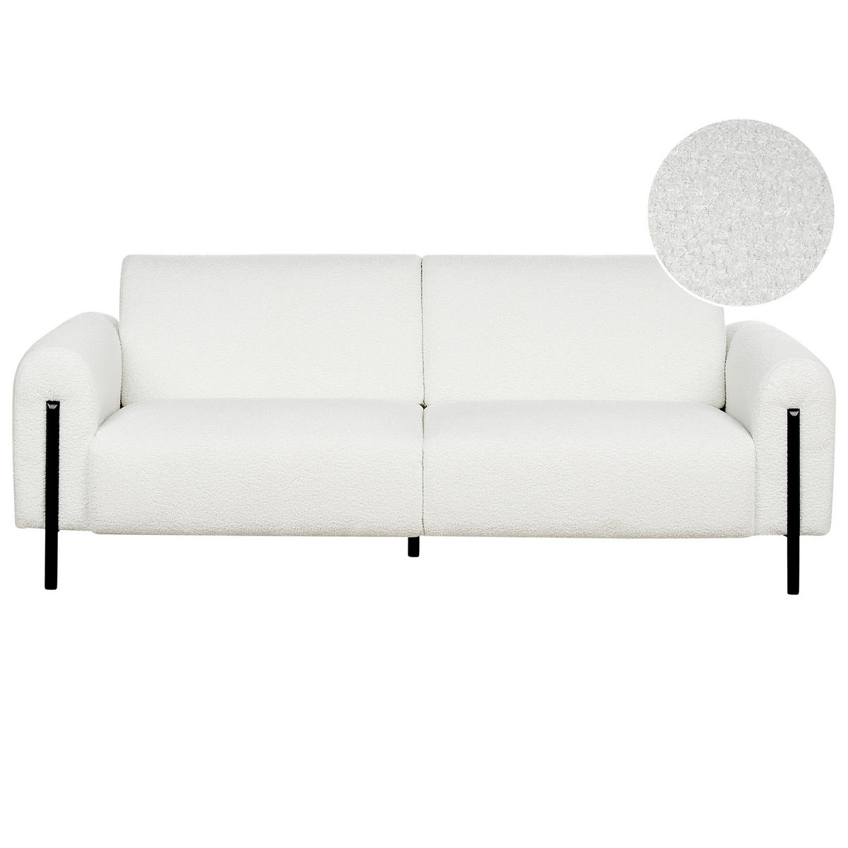 3-SITZER-SOFA Bouclé weiß Askim - Schwarz/Weiß, Textil (207/87/89cm) - Beliani