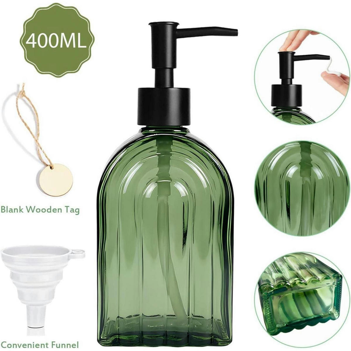 SEIFENSPENDER Glas Grün 400 ml - Grün, Glas (5.5/19/8cm)