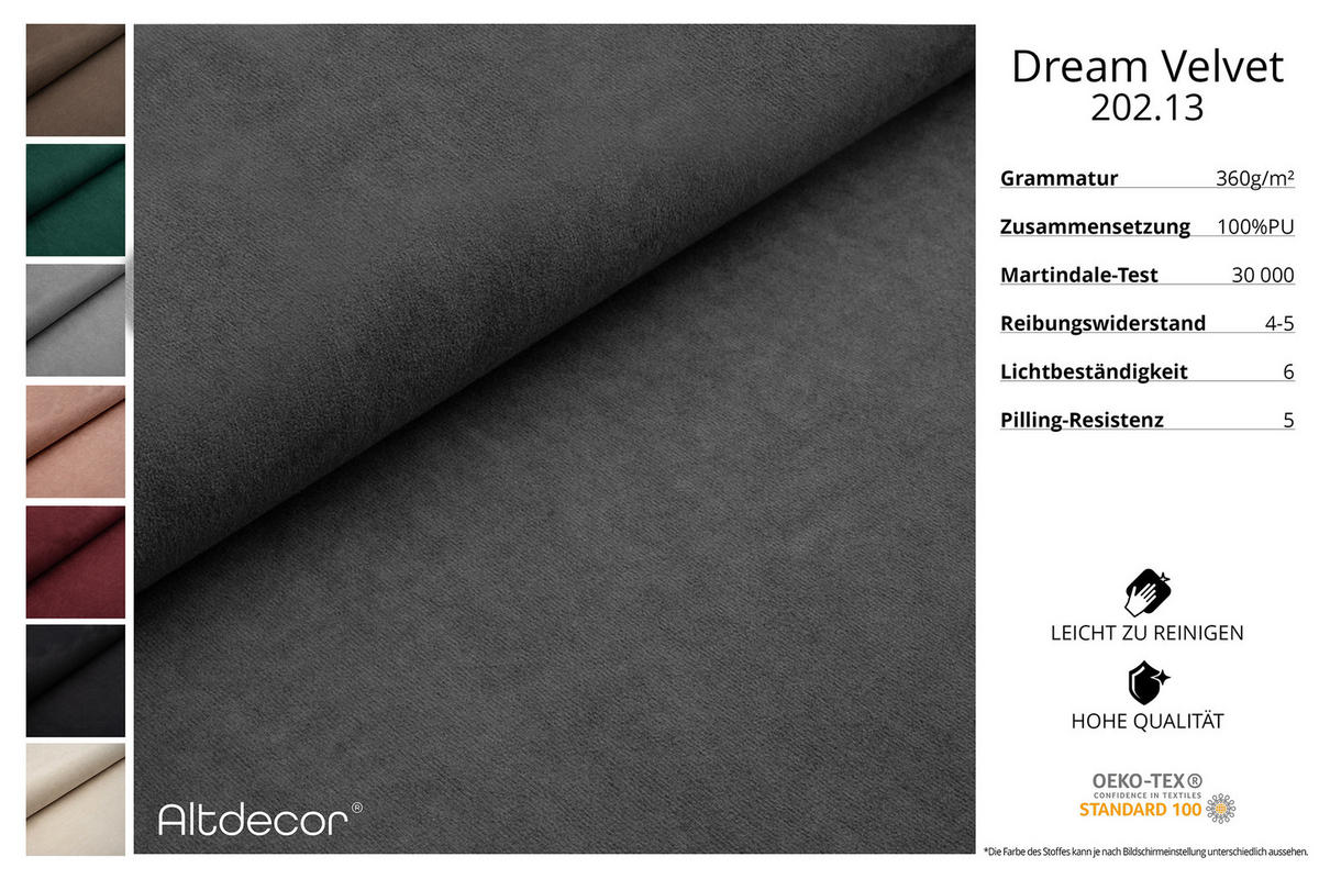 ECKSOFA mit Schlaffunktion und Bettkasten LIRA-L - 264x172x89 Dunkelgrau - Dunkelgrau, Holzwerkstoff/Textil (264/172cm) - ALTDECOR