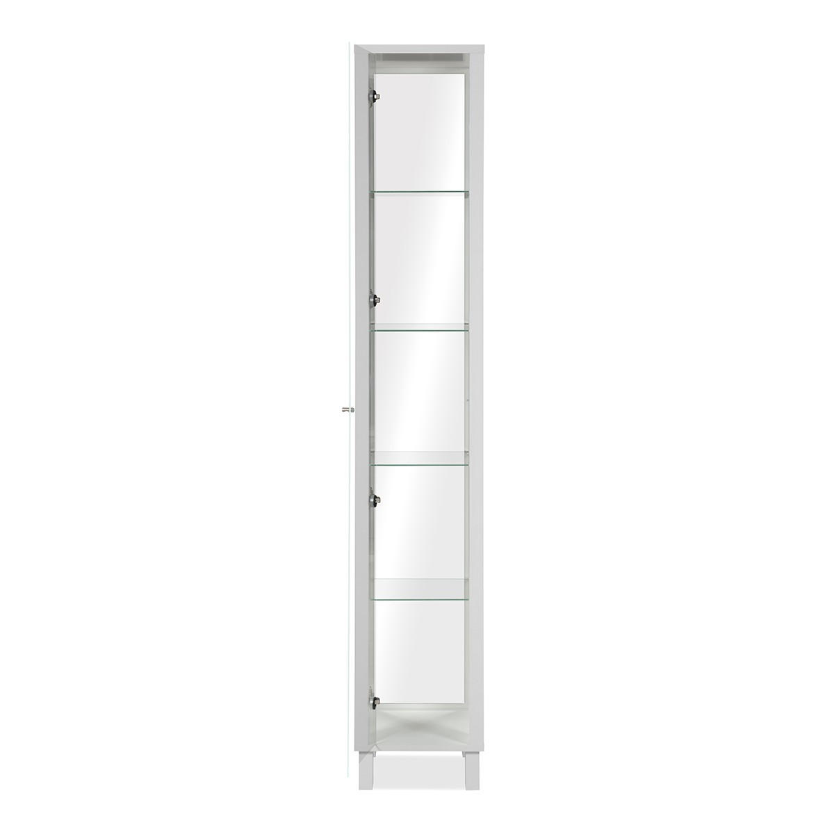 VITRINE 1 Tür und 4 Glasböden - Albi - 33/33/189 cm - Weiß, Holzwerkstoff (33/189/33cm) - Calicosy