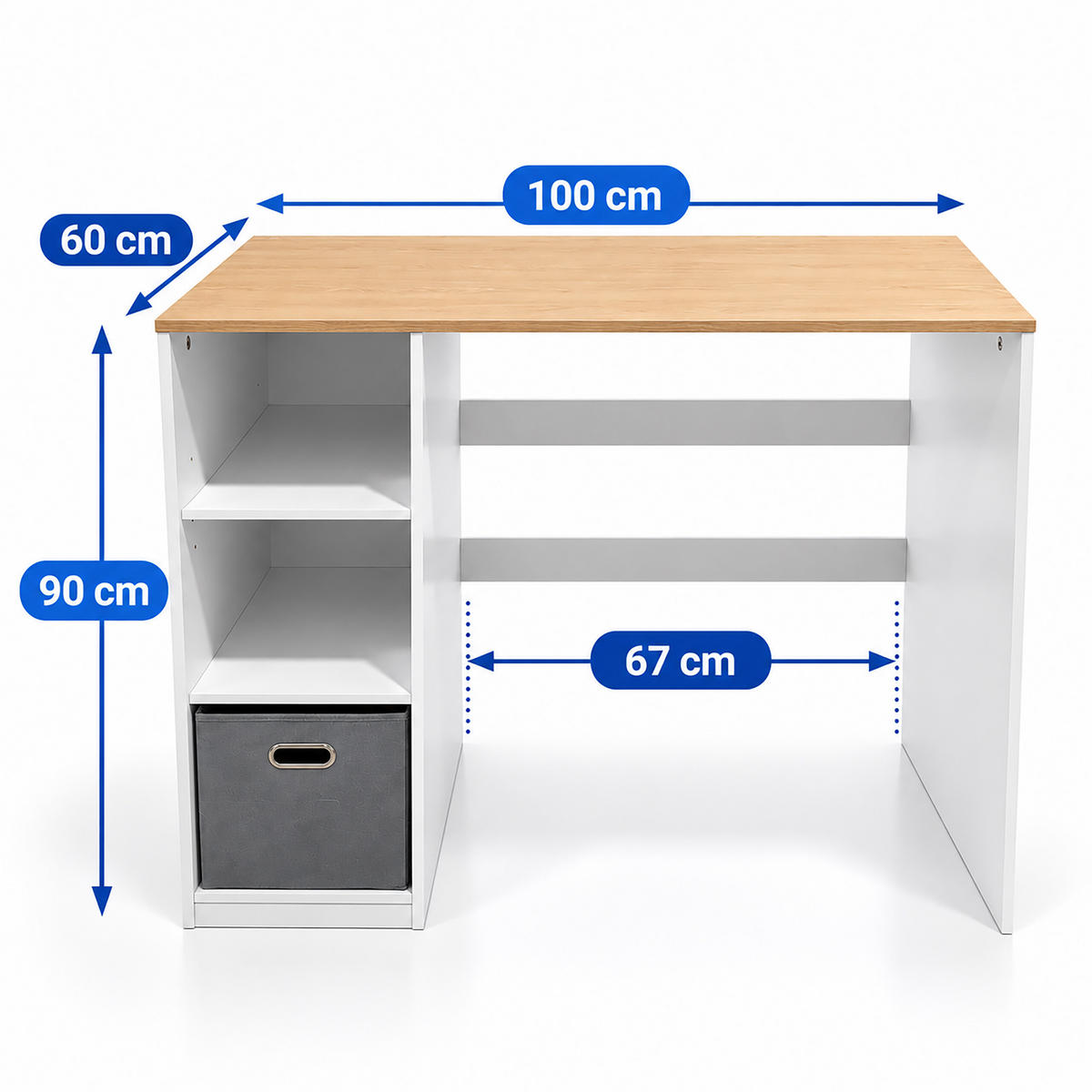 WASCHMASCHINENSCHRANK Weiß 3 Fächer Korb - Weiß, Holzwerkstoff/Textil (100/90/60cm) - Relaxdays
