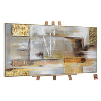 GEMÄLDE Goldene Abstraktion Schattenfugenrahmen beige 100x50 cm - Beige, Holz (100/50cm) - YS-art gallery